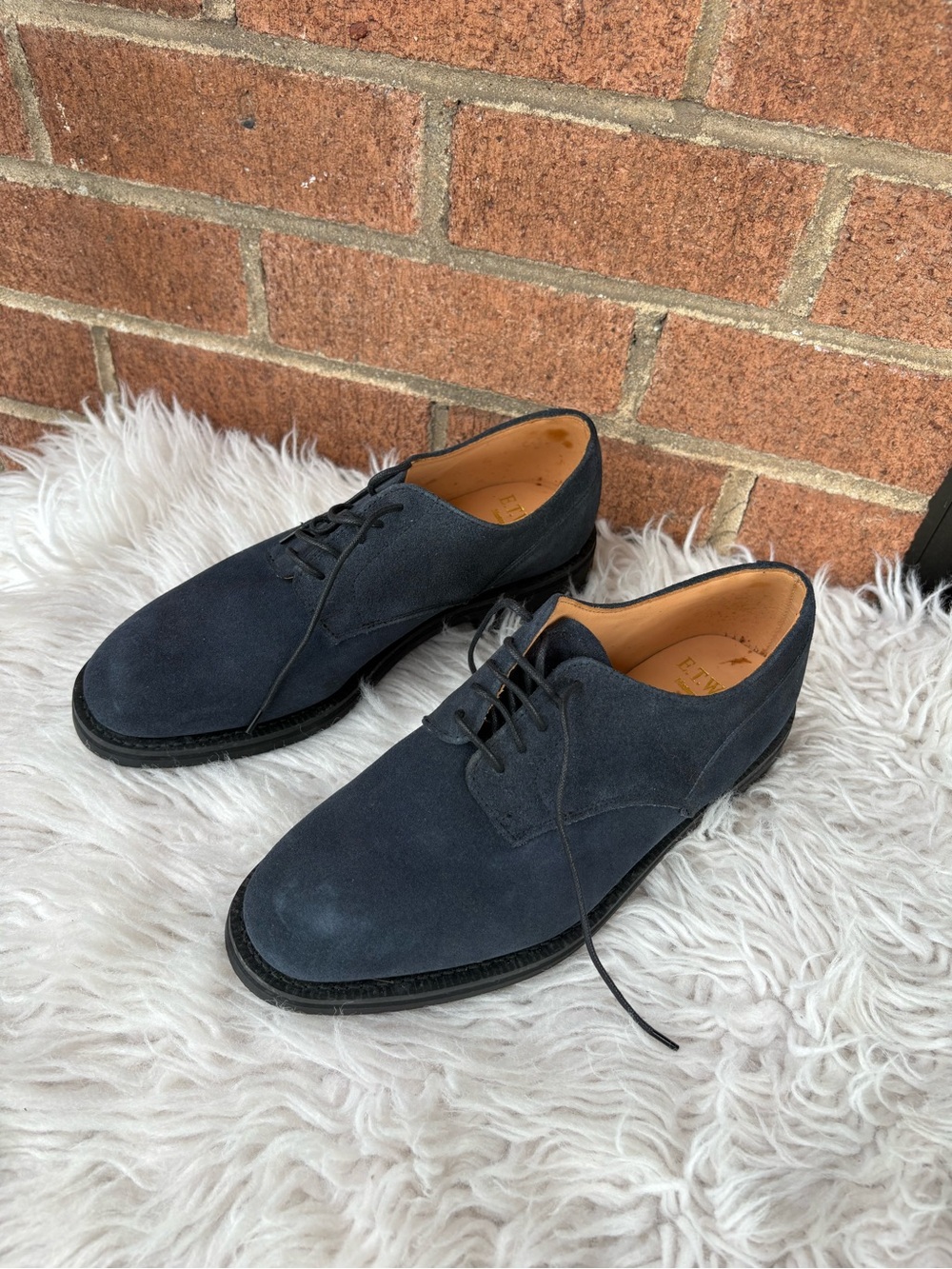 Men's Suede Derby Shoes in Navy - Elegant Lace-Up